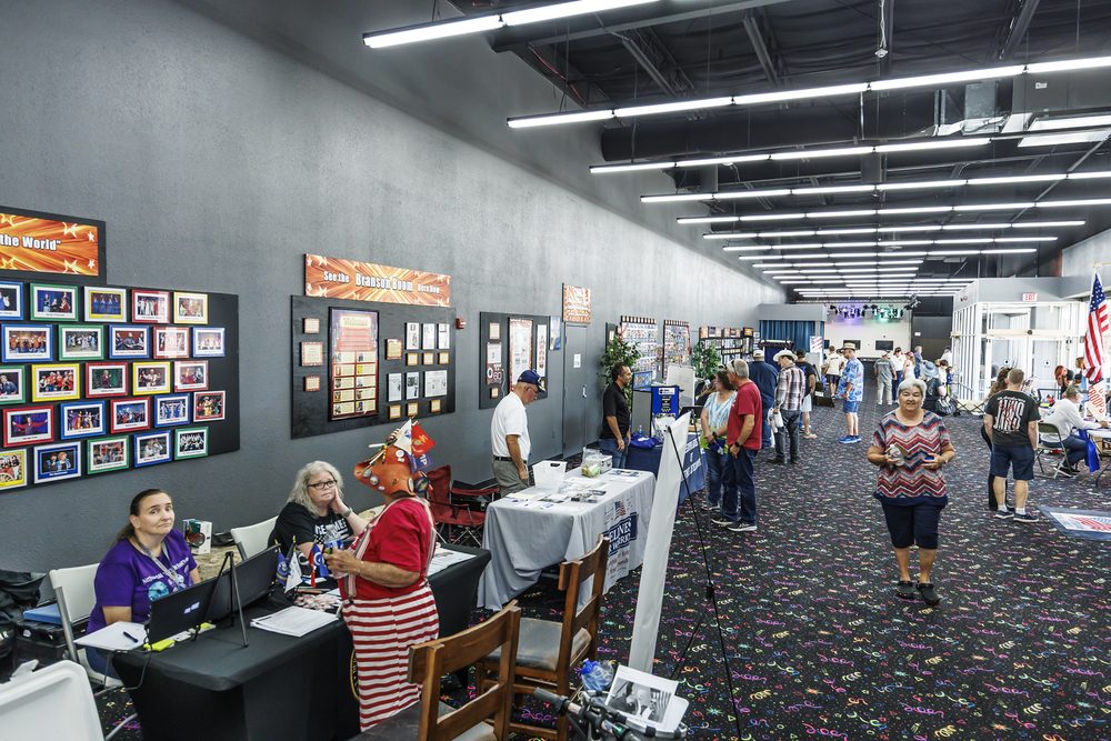 The event floor set with vendor booths for an expo